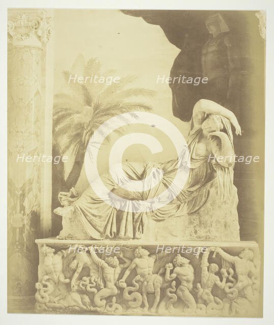 Untitled (Statue of Woman Reclining Atop a Sarcophagus), c. 1857. Creator: Robert MacPherson.