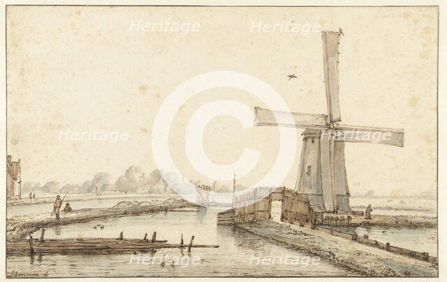 The windmill on the water, 1660-1677. Creator: Anthonie van Borssom.