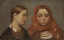 Heads of Two Young Girls, c1870. Creator: Aleksander Kotsis.