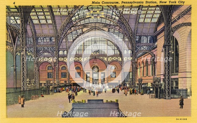 Main concourse, Pennsylvania Station, New York City, New York, USA, 1933. Artist: Unknown