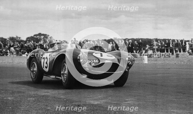 Aston Martin DB3S, racing at Chaterhall 1955. Creator: Unknown.