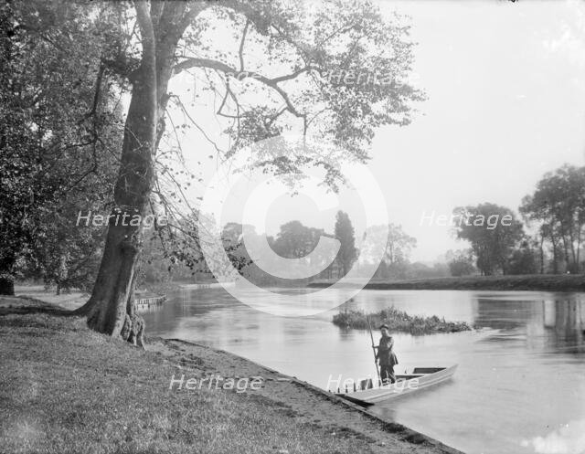 The River Thames at Eton College from a 6th form bench, Eton, Windsor and Maidenhead, 1880.  Creator: Henry Taunt.