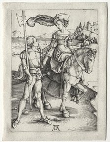 The Lady Riding and the Landsknecht, c. 1497. Creator: Albrecht Dürer (German, 1471-1528).