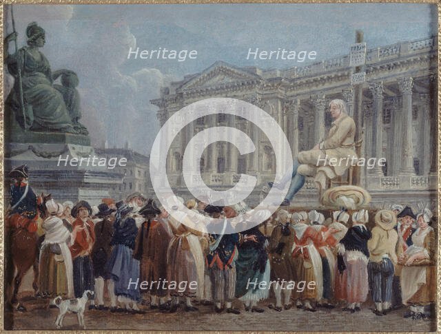 Exhibition of Pierre Nicolas Perrin in Place de la Revolution, 29 vendemiaire, year II, c1793. Creator: Pierre-Antoine Demachy.