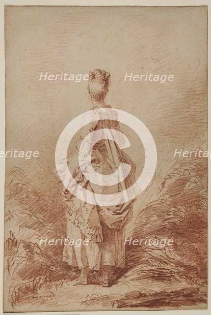 Young Woman Looking Back. Artist: Fragonard, Jean Honoré (1732-1806)
