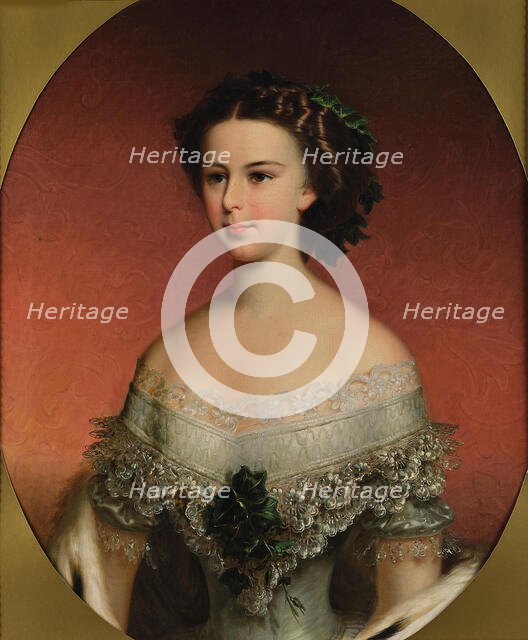 Portrait of Elisabeth of Bavaria, ca 1854. Creator: Schrotzberg, Franz (1811-1889).