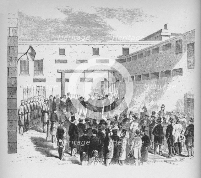 'Execution of slave trader Nathaniel Gordon in the Tombs prison in New York', 1862', (1938). Artist: Unknown.