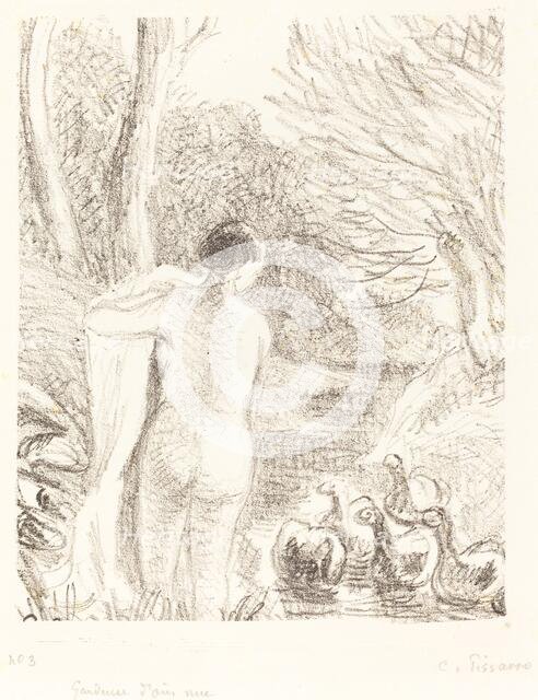 Gardeuse d'oies nue (Nude Goose Girl), c. 1897. Creator: Camille Pissarro.