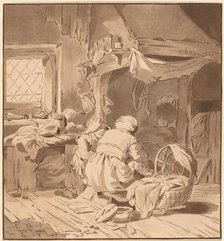 Interior of a Peasant House with Two Women, 1772, published 1787. Creator: Bernhard Schreuder.