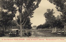 Vichy Catalan Health Resort in Caldes de Malavella (Girona), Railroad Station Avenue, in a postca…