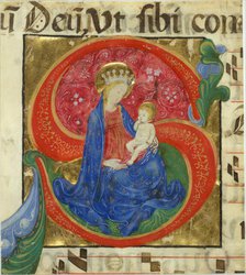 Manuscript Illumination with the Virgin and Child in an Initial S, from an Antiphonary, mid-15th cen Creator: Master of the Franciscan Breviary.