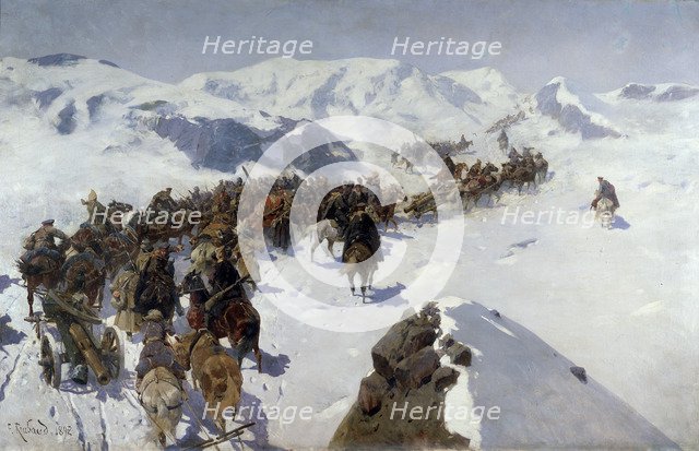 'Count Argutinsky Crossing the Caucasian Range', 1892. Artist: Franz Roubaud