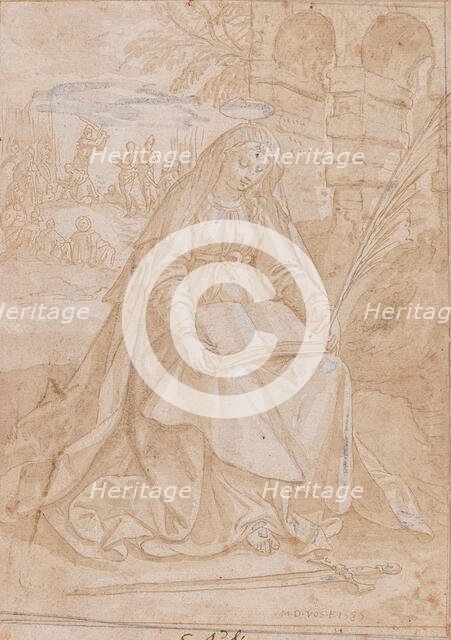 Saint Justine, 1584. Creator: Vos, Maerten, de (1532-1603).