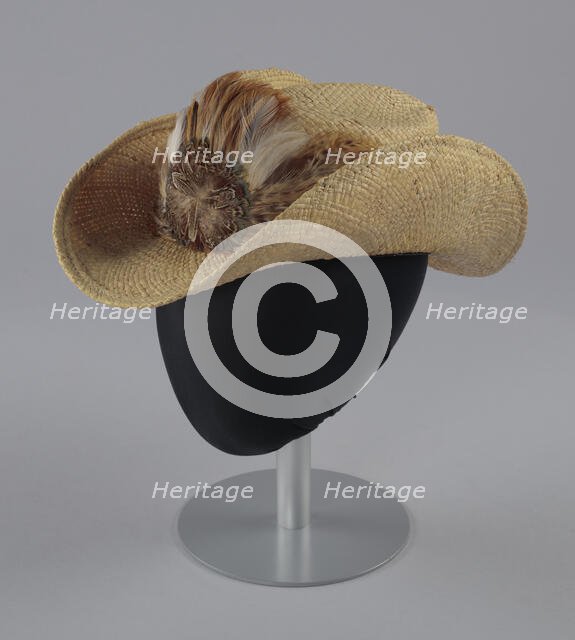 Straw cowboy hat with feathered hat band worn by Arthur Lee, ca. 2000. Creator: Unknown.