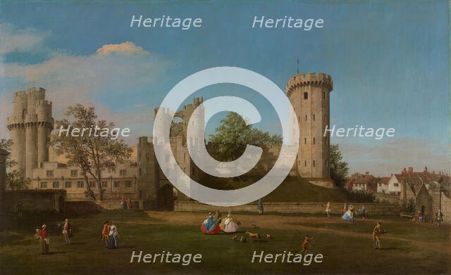 Warwick Castle, East Front from the Outer Court, 1752. Creator: Canaletto.