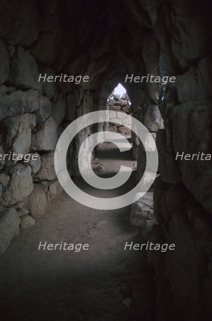 Interior of the Mycenaean palace-fortress at Tiryns in Greece, 13th century BC. Artist: Unknown