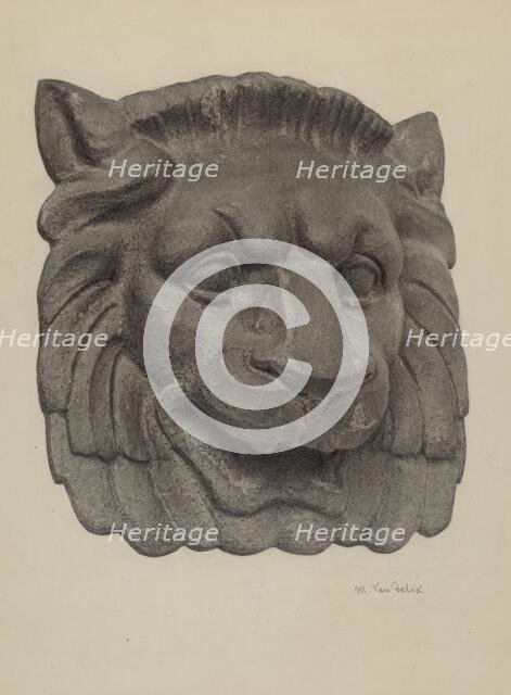Muzzle of a Lion (one of pair), c. 1940. Creator: Maurice Van Felix.