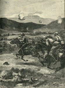 'The Battle of Colenso: Lieutenant Roberts Galloping Forward..., 1899, (c1900). Creator: William Barnes Wollen.