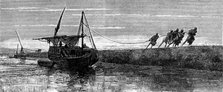 Sketches of Upper Egypt: towing on the Nile, 1883. Creator: Unknown.