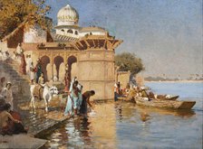Along the Ghats, Mathura, c1880. Creator: Edwin Lord Weeks.