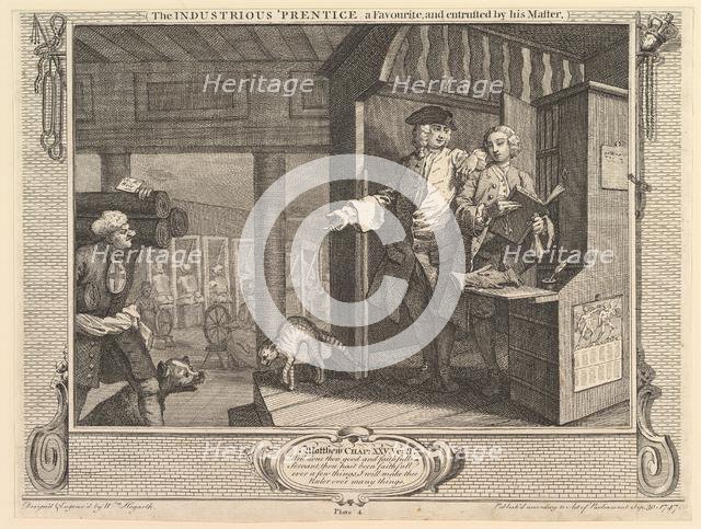 The Industrious 'Prentice a Favorite, and Entrusted by his Master: Industry ..., September 30, 1747. Creator: William Hogarth.