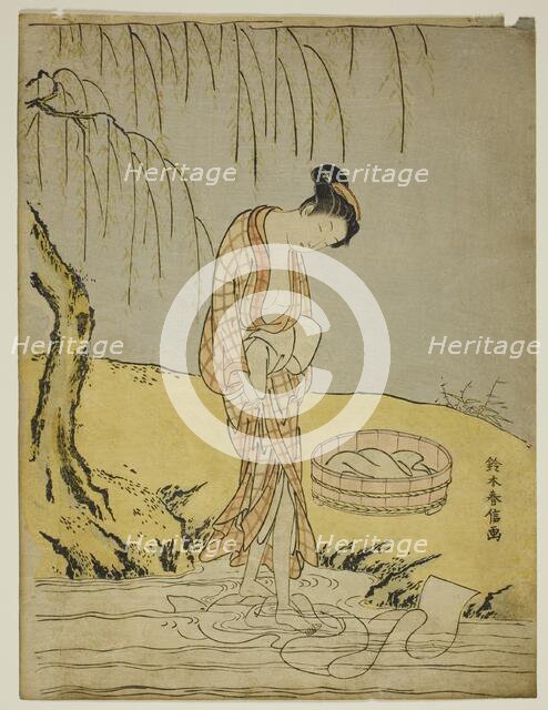 Washing Cloth in a Stream, c. 1768/69. Creator: Suzuki Harunobu.