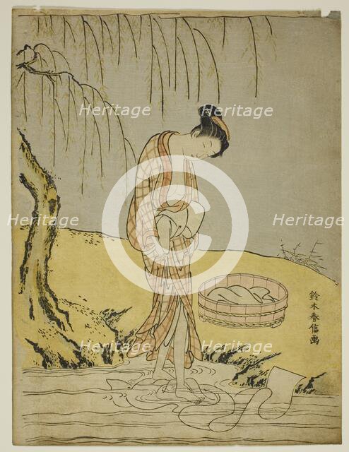 Washing Cloth in a Stream, c. 1768/69. Creator: Suzuki Harunobu.