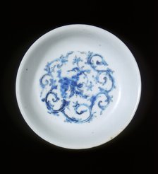 Blue and white ink palette, Qing dynasty, China, 19th century. Artist: Unknown