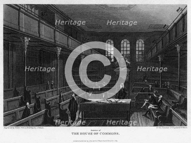 Chamber of the House of Commons, Westminster, London, 1815.Artist: Wallis