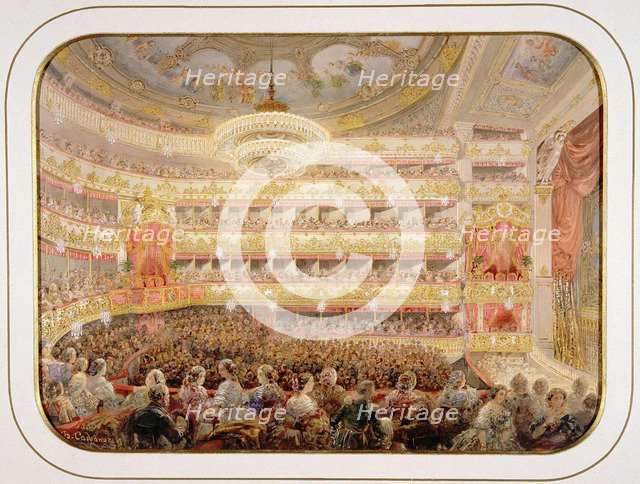 The Auditorium of the Saint Petersburg Imperial Bolshoi Kamenny Theatre.
