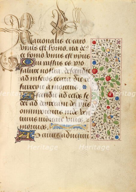 Decorated Text Page; Prayer Book of Charles the Bold, 1469. Creator: Unknown.