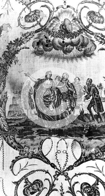 Triomphe de Voltaire (Triumph of Voltaire) (Furnishing Fabric), Nantes, c. 1788/93. Creator: Petitpierre et Cie.