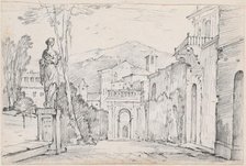 A Roman Street with Monte Cavo in the Distance, 1744/1750. Creator: Joseph-Marie Vien the Elder.
