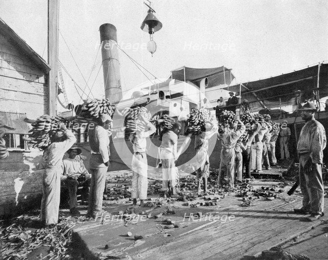 Loading bananas, Port Antonio, Jamaica, c1905.Artist: Adolphe Duperly & Son