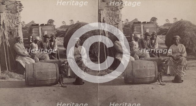 Little Bo Peep. [Group of men and women seated outside, child peeking...], (1868-1900?). Creator: O. Pierre Havens.