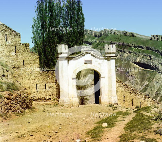 Shamil's Gates, Verkhny Gunib, Dagestan, between 1905 and 1915. Creator: Sergey Mikhaylovich Prokudin-Gorsky.