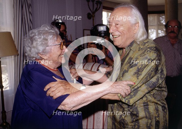 Rafael Alberti (1902-1999) and Rosa, Chacel (1898-1994), 1991 photo.
