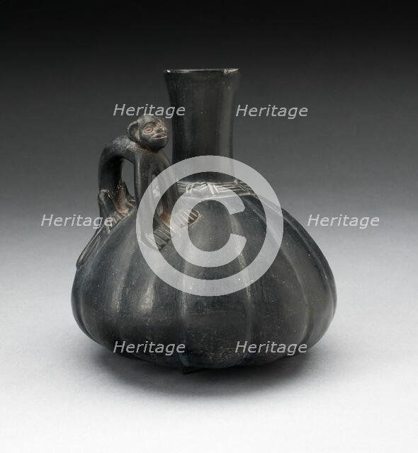 Gourd-Shaped Blackware Jar with Standing Puma on Shoulder, 200 B.C./A.D. 200. Creator: Unknown.