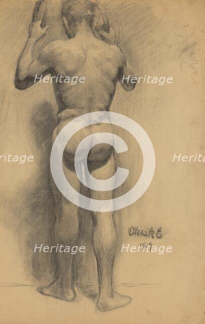 Study of a standing man by the circles, 1907. Creator: Emil Alexay-Olexák.
