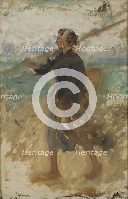 A Fishergirl from the North of France. Study, late 19th-early 20th century. Creator: August Hagborg.