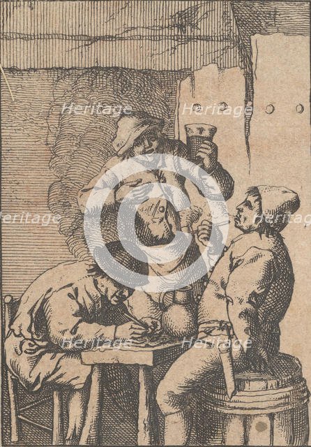 Singer Standing Between Two Smokers, 1610-85. Creator: Unknown.