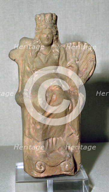 Roman terracotta figure of the goddess Juno, with a Peacock, 1st century. Artist: Unknown