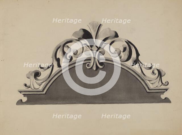 Half-canopy Carved Bed, c. 1936. Creator: Dorothy Posten.