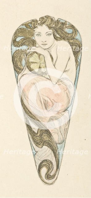 Projet de miniature pour pendentif d'une grande agrafe de corsage, c. 1900. Creator: Mucha, Alfons Marie (1860-1939).