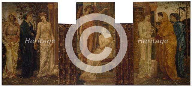 Cupid and Psyche - Palace Green Murals - Psyche's Sisters visit her at Cupid's House, 1881. Creator: Sir Edward Coley Burne-Jones.