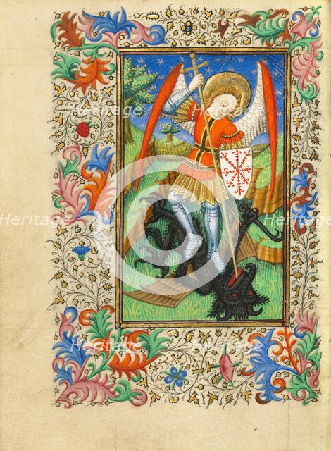 Saint Michael and the Dragon; Book of Hours, about 1430-1440. Creator: Fastolf Master.