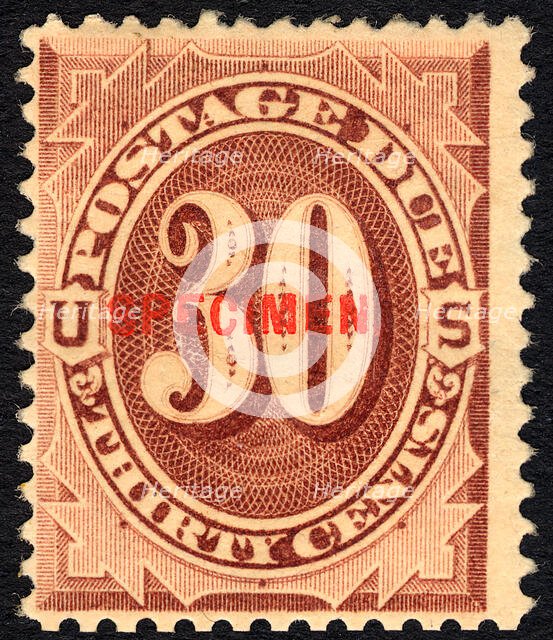 30c Postage Due specimen overprint single, 1884. Creator: Unknown.