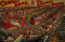 Christy Bros. 5 ring wild animal show circus poster, c1919 - 1930. Creator: Riverside Print Co.