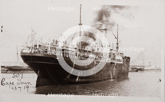Bernard Laurence 'Barney' Nugent returned on this ship, SS Frankfurt, 1919. Creator: Murphy.