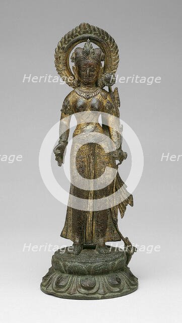 Goddess Green Tara Standing with Hand in Gesture of Gift-Giving (varadamudra), 10th century. Creator: Unknown.